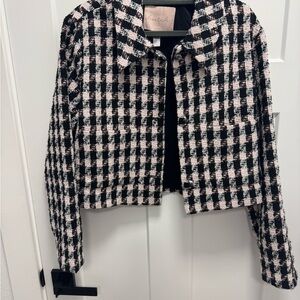 NWT Hutch Black and White and pink Houndstooth Blazer